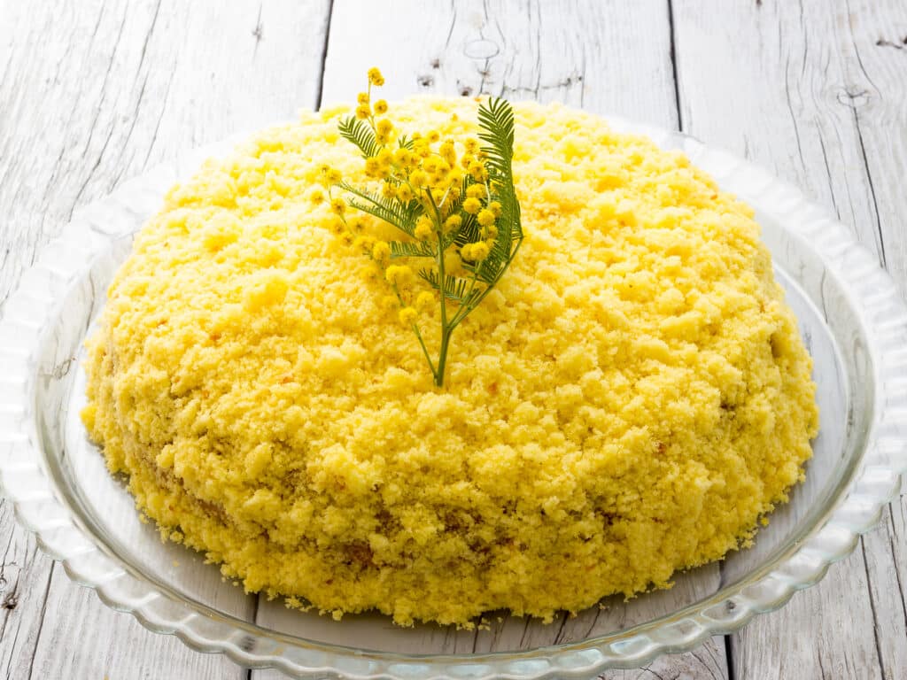 Traditional mimosa cake for Mother's Day