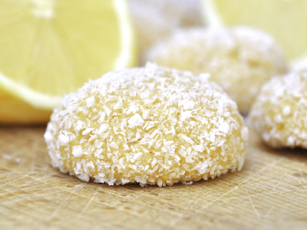 Homemade baked Lemon Coconut Cookies or Biscuits